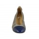 Ballerina da donna in camoscio forato grigio e vernice blu tacco 2 - Misure disponibili: 42, 45