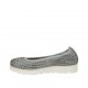 Woman's ballerina shoe in pierced blue grey leather wedge heel 2 - Available sizes:  32, 33, 34, 42, 43, 44