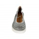 Woman's ballerina shoe in pierced blue grey leather wedge heel 2 - Available sizes:  32, 33, 34, 42, 43, 44