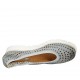 Woman's ballerina shoe in pierced blue grey leather wedge heel 2 - Available sizes:  32, 33, 34, 42, 43, 44