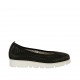 Woman's ballerina shoe in pierced black leather wedge heel 2 - Available sizes:  32, 33, 34, 43, 44