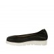 Woman's ballerina shoe in pierced black leather wedge heel 2 - Available sizes:  32, 33, 34, 43, 44