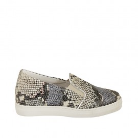 Scarpa accollata da donna con elastici e plantare estraibile in pelle stampata multicolore zeppa 2 - Misure disponibili: 32, 33, 34, 42, 44