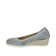 Ballerine pour femmes en cuir bleu gris talon compensé 4 - Pointures disponibles:  42, 43, 44