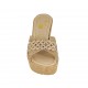 Sabot aperto da donna in camoscio beige e camoscio stampato beige e platino con plateau e zeppa 9 - Misure disponibili: 31, 32, 33, 34, 42, 43