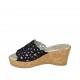 Sabot aperto da donna in camoscio forato blu con plateau e zeppa 7 - Misure disponibili: 31, 32, 33, 34, 42, 43, 45