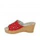 Sabot aperto da donna in camoscio forato rosso con plateau e zeppa 7 - Misure disponibili: 43