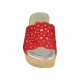 Sabot aperto da donna in camoscio forato rosso con plateau e zeppa 7 - Misure disponibili: 43