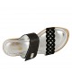 Sabot aperto da donna con plateau e velcro in camoscio e camoscio stampato nero zeppa 9 - Misure disponibili: 31, 32, 33, 34, 42, 43, 44, 45