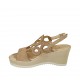 Sandalo da donna in camoscio beige con plateau e zeppa 7 - Misure disponibili: 31, 34, 44, 45