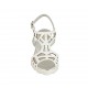 Sandalo da donna in pelle forata bianca e tessuto bianco e argento zeppa 6 - Misure disponibili: 31, 32, 33, 34, 42, 43, 44, 45