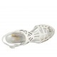 Sandale pour femmes en cuir perforé blanc et tissu blanc et argent avec talon compensé 6 - Pointures disponibles:  31, 33, 34, 42, 43, 44, 45