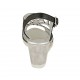 Woman's sandal in black pierced leather and grey and silver fabric wedge heel 6 - Available sizes:  31, 32, 33, 34, 42, 43, 44, 45