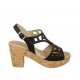 Sandale pour femmes avec plateforme en cuir perforé noir talon 8 - Pointures disponibles:  31, 34, 42, 43, 45