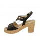 Sandale pour femmes avec plateforme en cuir perforé noir talon 8 - Pointures disponibles:  31, 34, 42, 43, 45