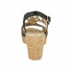 Sandale pour femmes avec plateforme en cuir perforé noir talon 8 - Pointures disponibles:  31, 34, 42, 43, 45