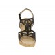 Sandale pour femmes avec plateforme en cuir perforé noir talon 8 - Pointures disponibles:  31, 34, 42, 43, 45