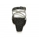 Sandale pour femmes en cuir noir et daim imprimé noir et argent avec plateforme et talon compensé 9 - Pointures disponibles:  31, 32, 33, 34, 44, 45