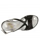 Sandale pour femmes en cuir noir et daim imprimé noir et argent avec plateforme et talon compensé 9 - Pointures disponibles:  31, 32, 33, 34, 44, 45