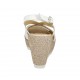 Sandale pour femmes en cuir blanc et daim imprimé beige et argent avec plateforme et talon compensé 9 - Pointures disponibles:  31, 32, 34, 42, 43, 44, 45