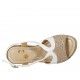 Sandalo da donna in pelle bianca e camoscio stampato beige e argento con plateau e zeppa 9 - Misure disponibili: 31, 32, 34, 42, 43, 44, 45