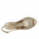 Woman's sandal in pearled platinum leather and fabric wedge 6 - Available sizes:  31, 33, 34, 44, 45