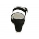 Sandalia para mujer en gamuza perforada negra con cinturon cuña 9 - Tallas disponibles:  32, 33, 34, 42, 44, 45