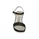 Sandalia para mujer en gamuza perforada negra con cinturon cuña 9 - Tallas disponibles:  32, 33, 34, 42, 44, 45