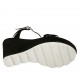 Sandalia para mujer en gamuza perforada negra con cinturon cuña 9 - Tallas disponibles:  32, 33, 34, 42, 44, 45