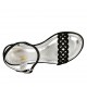 Sandalia para mujer en gamuza perforada negra con cinturon cuña 9 - Tallas disponibles:  32, 33, 34, 42, 44, 45