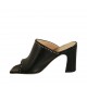 Sabot aperto da donna in pelle nera con borchie tacco 8 - Misure disponibili: 32, 33, 34, 42, 43
