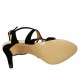 Woman's strap sandal in black suede and platinum leather heel 8 - Available sizes:  31, 32, 33, 34, 42, 43, 44, 46, 47