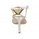 Sandalo da donna in pelle e rete laminata argento tacco 7 - Misure disponibili: 32, 33, 34, 42, 46, 47