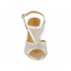 Sandalo da donna in pelle e rete laminata argento tacco 7 - Misure disponibili: 32, 33, 34, 42, 43, 44, 45, 46, 47