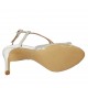 Sandalo da donna in pelle e rete laminata argento tacco 7 - Misure disponibili: 32, 33, 34, 42, 43, 44, 45, 46, 47
