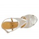 Sandalia para mujer en piel laminada y tela transparente plateada tacon 7 - Tallas disponibles:  32, 33, 34, 42, 46, 47