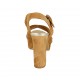 Sandale pour femmes en daim brun et cuir lamé platine avec courroie, plateforme et talon 9 - Pointures disponibles:  32, 42, 43, 44, 45, 46