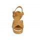 Sandale pour femmes en daim brun et cuir lamé platine avec courroie, plateforme et talon 9 - Pointures disponibles:  32, 42, 43, 44, 45, 46