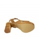 Sandale pour femmes en daim brun et cuir lamé platine avec courroie, plateforme et talon 9 - Pointures disponibles:  32, 42, 43, 44, 45, 46