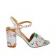 Sandalia para mujer con cinturon en tejido azul claro y multicolor tacon 7 - Tallas disponibles:  34, 42, 45