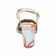 Woman's strap sandal in light blue and multicolored fabric heel 7 - Available sizes:  34, 42, 45