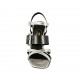 Sandalo da donna con cinturino e fibbia in pelle nera e laminata argento tacco 8 - Misure disponibili: 33, 34, 42, 43, 45