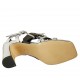 Sandalia con cinturon y hebilla para mujer en piel negra y laminada plateada tacon 8 - Tallas disponibles:  33, 34, 42, 43, 45