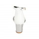 Woman's open shoe in white leather and silver laminated leather with strap heel 5 - Available sizes:  33, 34, 42, 43, 44, 45, 46