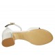 Woman's open shoe in white leather and silver laminated leather with strap heel 5 - Available sizes:  33, 34, 42, 43, 44, 45, 46