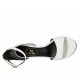Woman's open shoe in white leather and silver laminated leather with strap heel 5 - Available sizes:  33, 34, 42, 43, 44, 45, 46