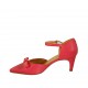 Offener Damenschuh aus rotem Leder mit Riem und Schleife Absatz 6 - Verfügbare Größen:  34, 42, 43, 44, 45, 46