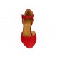 Offener Damenschuh mit Riem aus rotem Wildleder Absatz 7 - Verfügbare Größen:  32, 33, 34, 42, 43, 44, 45, 46