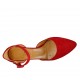 Escarpin ouvert pour femmes avec courroie en daim rouge talon 7 - Pointures disponibles:  32, 33, 34, 42, 43, 44, 45, 46