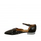Zapato abierto para mujer en piel negra con cinturon y tachuelas tacon 1 - Tallas disponibles:  45, 46